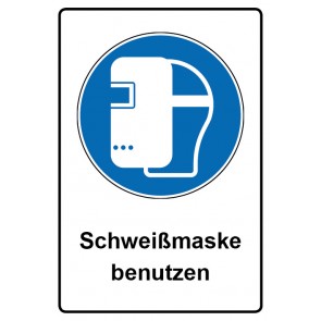 Schild Gebotzeichen Piktogramm & Text deutsch · Schweißmaske benutzen | selbstklebend (Gebotsschild)