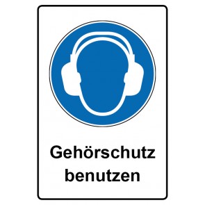Schild Gebotszeichen Piktogramm & Text deutsch · Gehörschutz benutzen (Gebotsschild)
