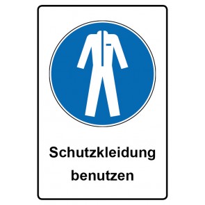 Aufkleber Gebotszeichen Piktogramm & Text deutsch · Schutzkleidung benutzen (Gebotsaufkleber)