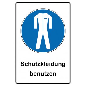 Schild Gebotszeichen Piktogramm & Text deutsch · Schutzkleidung benutzen (Gebotsschild)