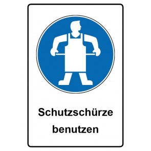 Schild Gebotzeichen Piktogramm & Text deutsch · Schutzschürze benutzen | selbstklebend