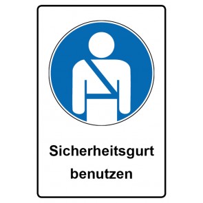 Schild Gebotzeichen Piktogramm & Text deutsch · Sicherheitsgurt benutzen | selbstklebend