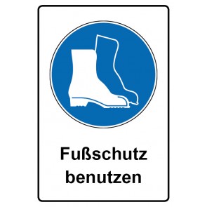 Schild Gebotzeichen Piktogramm & Text deutsch · Fußschutz benutzen | selbstklebend