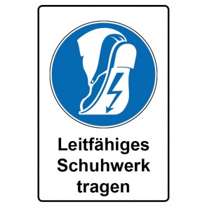 Schild Gebotzeichen Piktogramm & Text deutsch · Leitfähiges Schuhwerk tragen | selbstklebend (Gebotsschild)