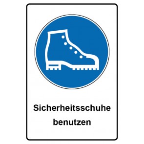 Aufkleber Gebotszeichen Piktogramm & Text deutsch · Sicherheitsschuhe benutzen (Gebotsaufkleber)