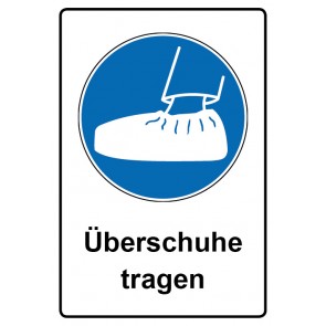 Aufkleber Gebotszeichen Piktogramm & Text deutsch · Überschuhe tragen (Gebotsaufkleber)