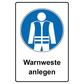 Schild Gebotzeichen Piktogramm & Text deutsch · Warnweste anlegen | selbstklebend (Gebotsschild)