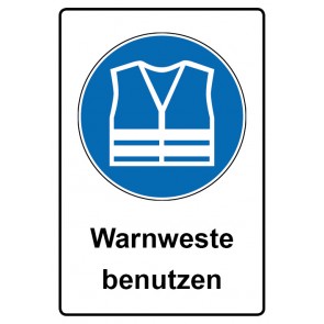 Schild Gebotszeichen Piktogramm & Text deutsch · Warnweste benutzen (Gebotsschild)