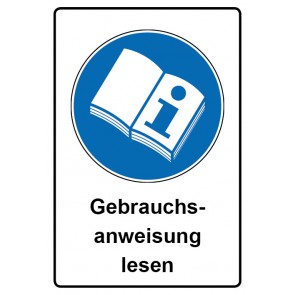 Schild Gebotzeichen Piktogramm & Text deutsch · Gebrauchsanweisung lesen | selbstklebend