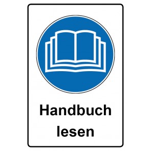 Schild Gebotzeichen Piktogramm & Text deutsch · Handbuch lesen | selbstklebend (Gebotsschild)