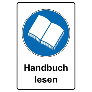 Schild Gebotzeichen Piktogramm & Text deutsch · Handbuch lesen | selbstklebend