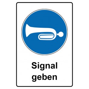 Aufkleber Gebotszeichen Piktogramm & Text deutsch · Signal geben | stark haftend (Gebotsaufkleber)