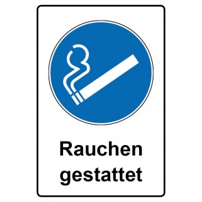 Aufkleber Gebotszeichen Piktogramm & Text deutsch · Rauchen gestattet (Gebotsaufkleber)