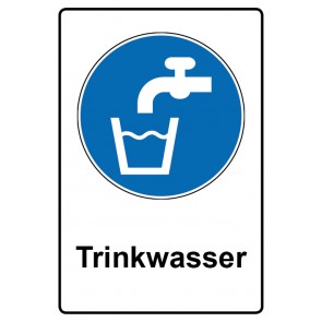 Aufkleber Gebotszeichen Piktogramm & Text deutsch · Trinkwasser (Gebotsaufkleber)