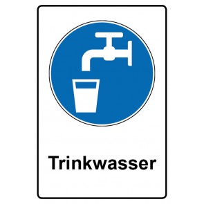Aufkleber Gebotszeichen Piktogramm & Text deutsch · Trinkwasser (Gebotsaufkleber)