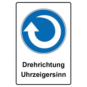 Schild Gebotzeichen Piktogramm & Text deutsch · Drehrichtung Uhrzeigersinn | selbstklebend