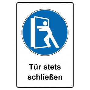 Schild Gebotszeichen Piktogramm & Text deutsch · Tür stets schließen (Gebotsschild)