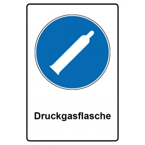 Schild Gebotzeichen Piktogramm & Text deutsch · Druckgasflasche | selbstklebend (Gebotsschild)