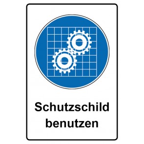 Aufkleber Gebotszeichen Piktogramm & Text deutsch · Schutzschild benutzen (Gebotsaufkleber)