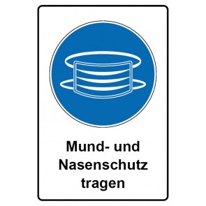 Schild Gebotzeichen Piktogramm & Text deutsch · Mund- und Nasenschutz tragen | selbstklebend