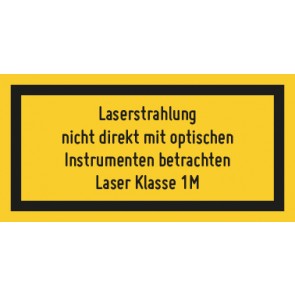Schild Laserklasse 1M · Sichtbare Strahlung