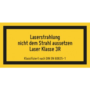Schild Laserklasse 3R · Sichtbare Strahlung · DIN EN 60825-1