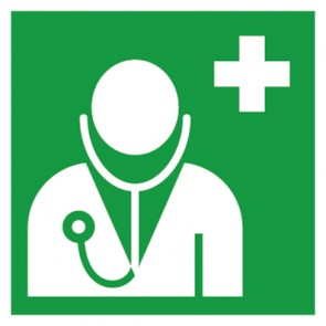 Rettungszeichen Schild Arzt, ärztliche Hilfe ISO_7010_E009