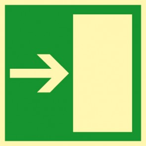 Rettungszeichen Schild Rettungsweg rechts · NACHLEUCHTEND