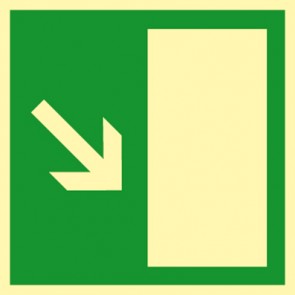 Rettungszeichen Schild Rettungsweg rechts abwärts · NACHLEUCHTEND
