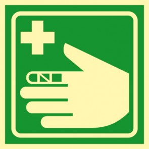 Rettungszeichen Schild Erste Hilfe Verbandsachen · NACHLEUCHTEND
