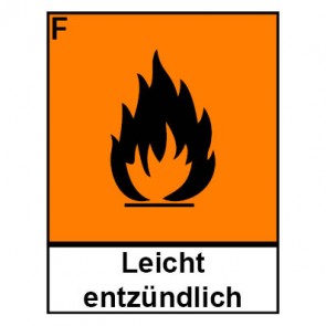Gefahrstoffzeichen leichtentzündlich Hazard_F (Piktogramm+Text) · Magnetschild - Magnetfolie