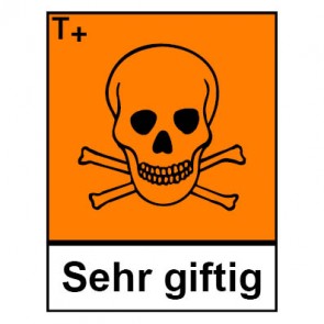 Aufkleber Gefahrstoffzeichen sehr giftig Hazard_T (Piktogramm+Text) | stark haftend