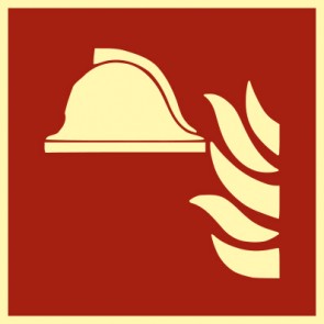 Brandschutzzeichen Schild Mittel und Geräte zur Brandbekämpfung · NACHLEUCHTEND