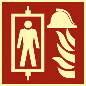 Brandschutz-Schild Feuerwehraufzug · NACHLEUCHTEND · selbstklebend