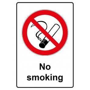 Kombi Schild Verbotszeichen rechteckig mit Text · No smoking · selbstklebend