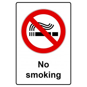 Aufkleber Verbotszeichen rechteckig mit Text · No smoking