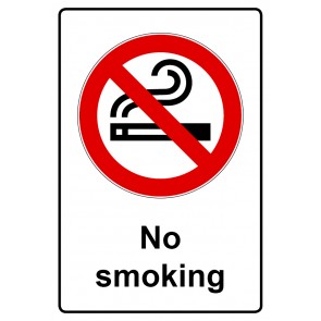 Aufkleber Verbotszeichen Piktogramm & Text englisch · No smoking (Verbotsaufkleber)