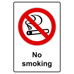 Aufkleber Verbotszeichen rechteckig mit Text · No smoking | stark haftend