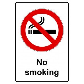 Aufkleber Verbotszeichen rechteckig mit Text · No smoking | stark haftend