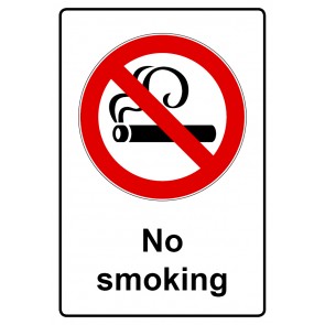 Aufkleber Verbotszeichen rechteckig mit Text · No smoking