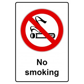 Kombi Schild Verbotszeichen rechteckig mit Text · No smoking · selbstklebend