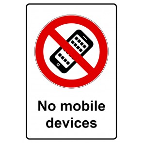 Schild Verbotszeichen Piktogramm & Text englisch · No mobile devices | selbstklebend