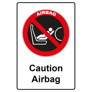 Aufkleber Verbotszeichen Piktogramm & Text englisch · Caution Airbag (Verbotsaufkleber)