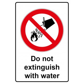 Schild Verbotszeichen Piktogramm & Text englisch · Do not extinguish with water | selbstklebend (Verbotsschild)