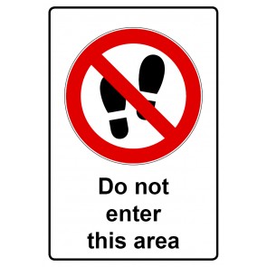 Aufkleber Verbotszeichen Piktogramm & Text englisch · Do not enter this area | stark haftend