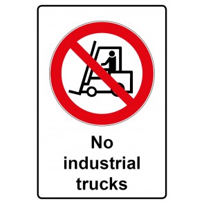 Schild Verbotszeichen Piktogramm & Text englisch · No industrial trucks | selbstklebend (Verbotsschild)