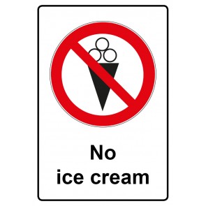 Schild Verbotszeichen Piktogramm & Text englisch · No ice cream | selbstklebend