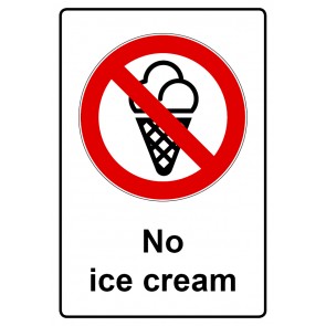 Aufkleber Verbotszeichen Piktogramm & Text englisch · No ice cream | stark haftend