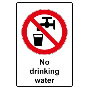Aufkleber Verbotszeichen Piktogramm & Text englisch · No drinking water | stark haftend