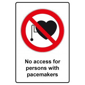 Schild Verbotszeichen Piktogramm & Text englisch · No access for persons with pacemakers | selbstklebend